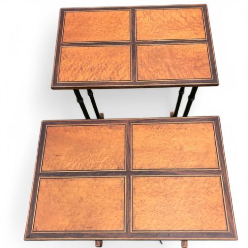 FINE PAIR OF BIRDSEYE MAPLE AND EBONY TABLES IN THE STYLE OF GILLOWS - ADDITIONAL PHOTO 2