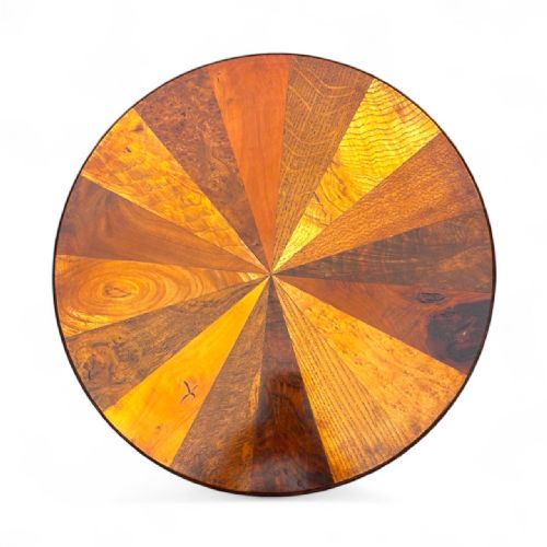 19THCENTURY SPECIMEN WOOD SIDE TABLE WITH SUNBURST TOP - ADDITIONAL PHOTO 4
