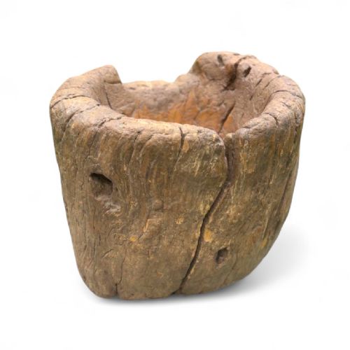 FINE LARGE 19THCENTURY HANDCARVED CHINESE ELM MORTAR - ADDITIONAL PHOTO 4