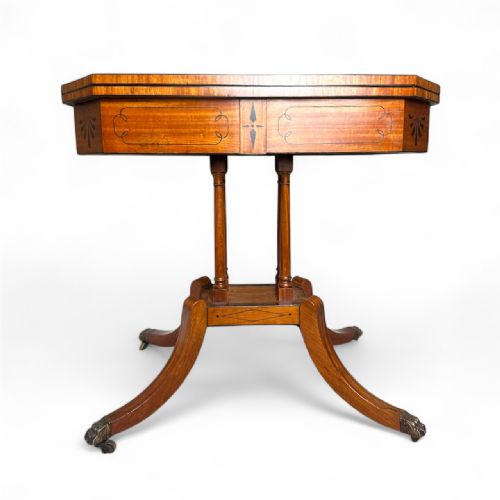 REGENCY SATINWOOD ROSEWOOD FOLDOVER CARD TABLE - ADDITIONAL PHOTO 3
