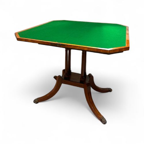 REGENCY SATINWOOD ROSEWOOD FOLDOVER CARD TABLE