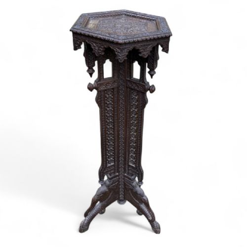 FINE ANGLOINDIAN SOLID ROSEWOOD STAND WITH HEXAGONAL TOP - ADDITIONAL PHOTO 1