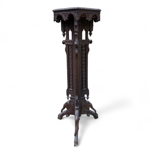 FINE ANGLOINDIAN SOLID ROSEWOOD STAND WITH HEXAGONAL TOP - ADDITIONAL PHOTO 2