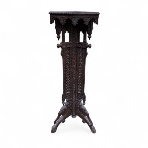 FINE ANGLOINDIAN SOLID ROSEWOOD STAND WITH HEXAGONAL TOP - ADDITIONAL PHOTO 4