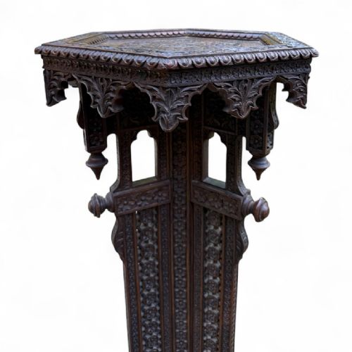 FINE ANGLOINDIAN SOLID ROSEWOOD STAND WITH HEXAGONAL TOP - ADDITIONAL PHOTO 6