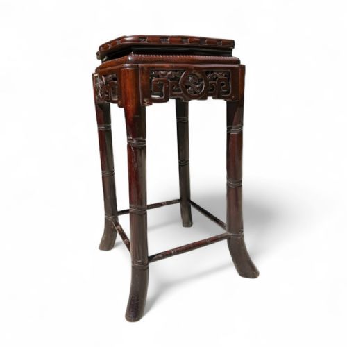 FINE TRADITIONAL CHINESE CARVED HARDWOOD TORCHRE STAND
