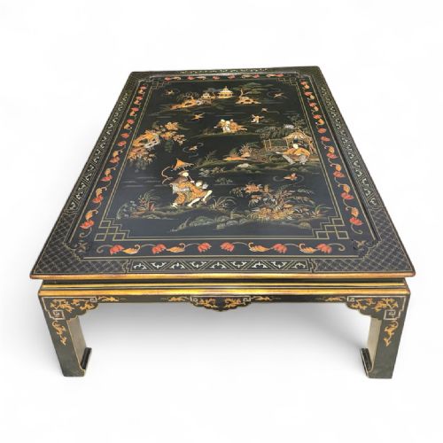 MIDCENTURY CHINOISERIE LACQUER COFFEE TABLE WITH RAISED RELIEF DETAIL - ADDITIONAL PHOTO 2