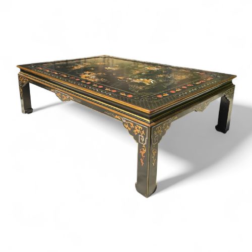 MIDCENTURY CHINOISERIE LACQUER COFFEE TABLE WITH RAISED RELIEF DETAIL - ADDITIONAL PHOTO 3