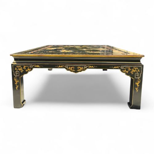 MIDCENTURY CHINOISERIE LACQUER COFFEE TABLE WITH RAISED RELIEF DETAIL - ADDITIONAL PHOTO 4