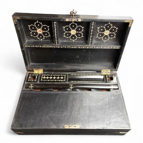 19THCENTURY ANGLOINDIAN EBONY WRITING SLOPE WITH IVORY INLAY - ADDITIONAL PHOTO 3