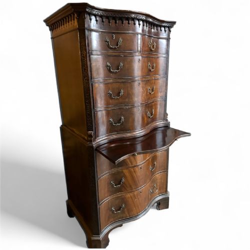 LATE 19THCENTURY MAHOGANY SERPENTINEFRONT CHEST ON CHEST - ADDITIONAL PHOTO 4