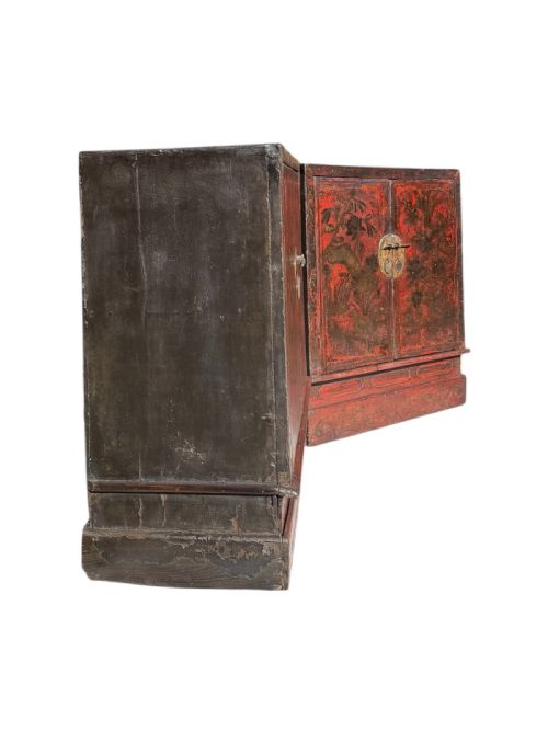 PAIR OF ANTIQUE 19THC CHINOISERIE LACQUERED SIDE CABINETS - ADDITIONAL PHOTO 3