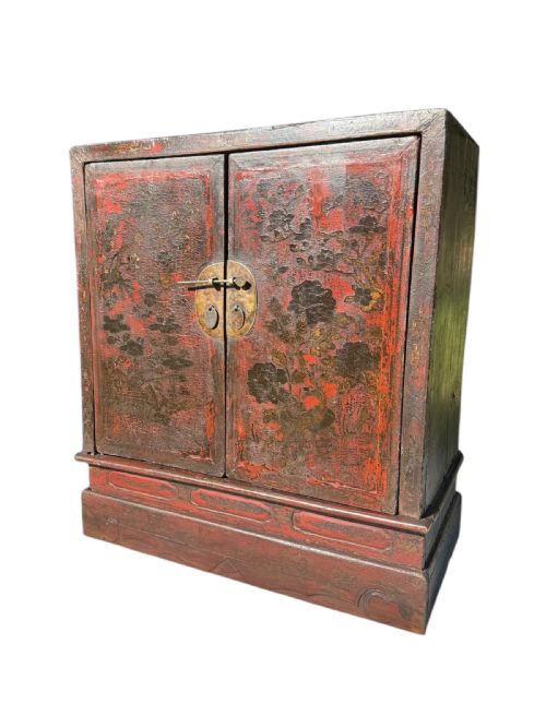 PAIR OF ANTIQUE 19THC CHINOISERIE LACQUERED SIDE CABINETS - ADDITIONAL PHOTO 5