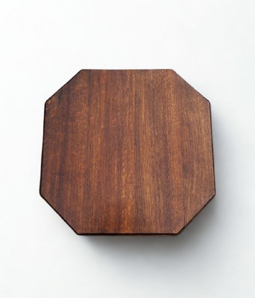 ART DECO OAK OCTAGONAL SIDE TABLE WITH STORAGE - ADDITIONAL PHOTO 3