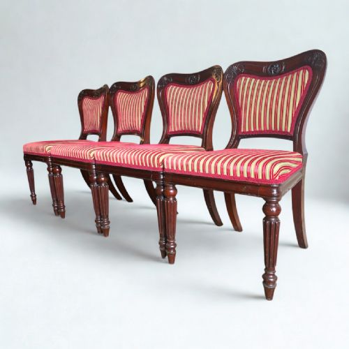 SET OF 4 WILLIAM IV MAHOGANY BALLOONBACK DINING CHAIRS - ADDITIONAL PHOTO 1