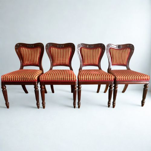 SET OF 4 WILLIAM IV MAHOGANY BALLOONBACK DINING CHAIRS