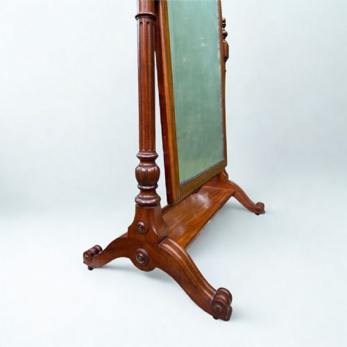 ANTIQUE 19THC MAHOGANY FULLLENGTH CHEVAL DRESSING MIRROR - ADDITIONAL PHOTO 2