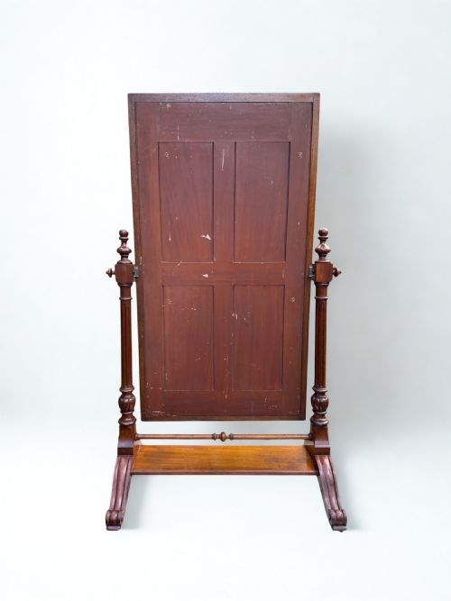 ANTIQUE 19THC MAHOGANY FULLLENGTH CHEVAL DRESSING MIRROR - ADDITIONAL PHOTO 3
