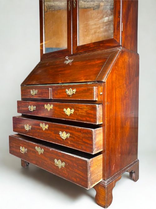 GEORGIAN MAHOGANY FALLFRONT BUREAU BOOKCASE WITH MIRROR PANELS - ADDITIONAL PHOTO 3