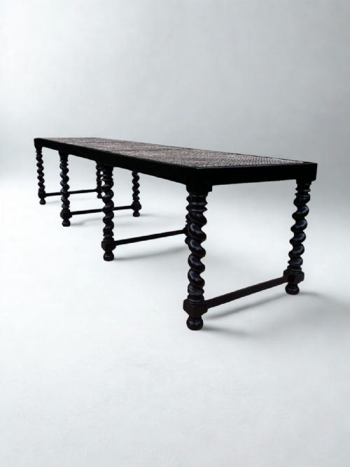 LATE 19THCENTURY SOLID EBONY CEYLONESE WINDOW SEAT CIRCA 1890 - ADDITIONAL PHOTO 3