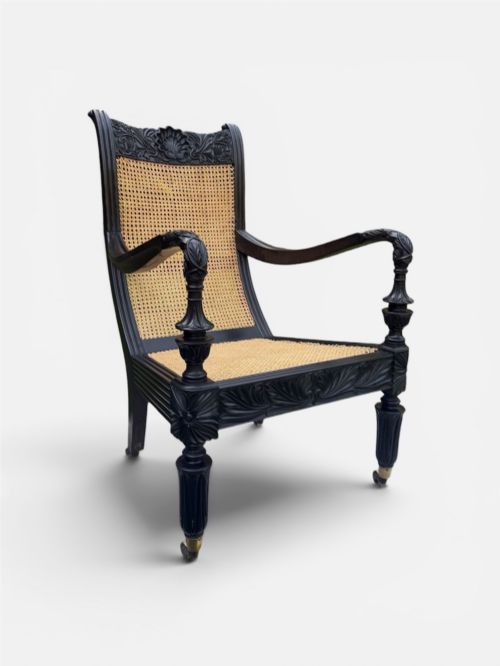 MID 19TH CENTURY SOLID EBONY ARMCHAIR