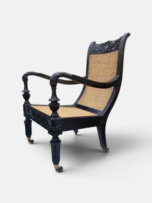 MID 19TH CENTURY SOLID EBONY ARMCHAIR - ADDITIONAL PHOTO 1