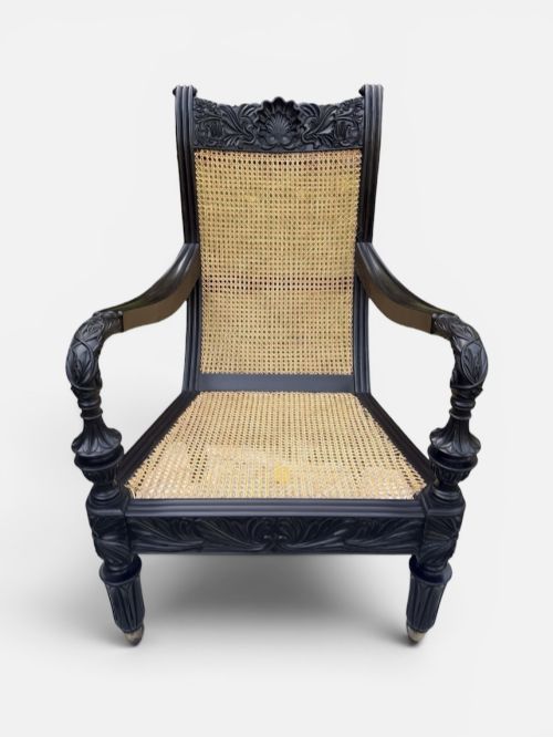 MID 19TH CENTURY SOLID EBONY ARMCHAIR - ADDITIONAL PHOTO 2