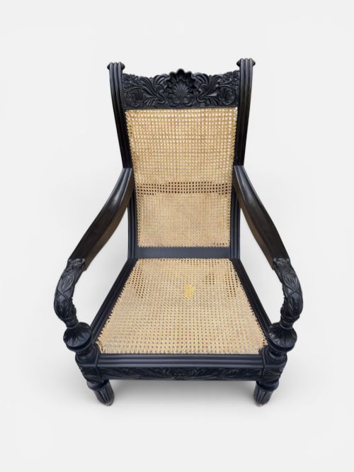 MID 19TH CENTURY SOLID EBONY ARMCHAIR - ADDITIONAL PHOTO 3