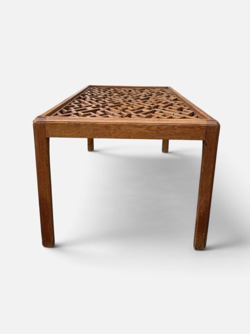 20TH CENTURY COFFEE TABLE WITH ANTIQUE CHINESE FRETWORK PANEL AND GLASS TOP - ADDITIONAL PHOTO 2