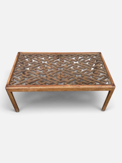 20TH CENTURY COFFEE TABLE WITH ANTIQUE CHINESE FRETWORK PANEL AND GLASS TOP - ADDITIONAL PHOTO 7