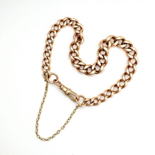 Victorian 9ct Rose Gold Graduated Curb Chain Bracelet