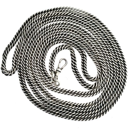 Victorian Sterling Silver Sautoir Guard Chain with Albert Clip