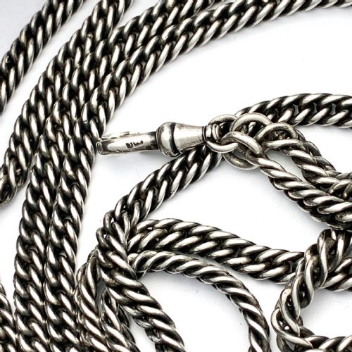 fig 1. Victorian Sterling Silver Sautoir Guard Chain with Albert Clip
