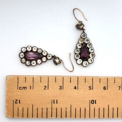fig 1. Georgian Black Dot Paste Teardrop Earrings