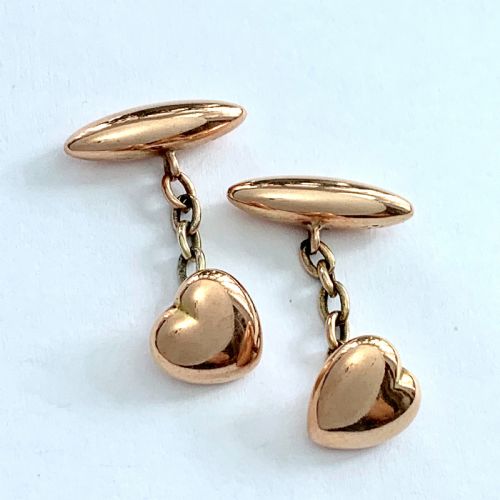fig 2. Antique 9CT Rose Gold Heart Torpedo Cufflinks