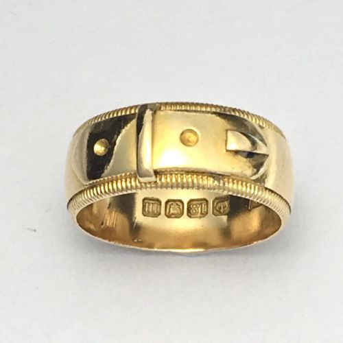 Edwardian 1907 18ct Gold Belt Buckle Ring
