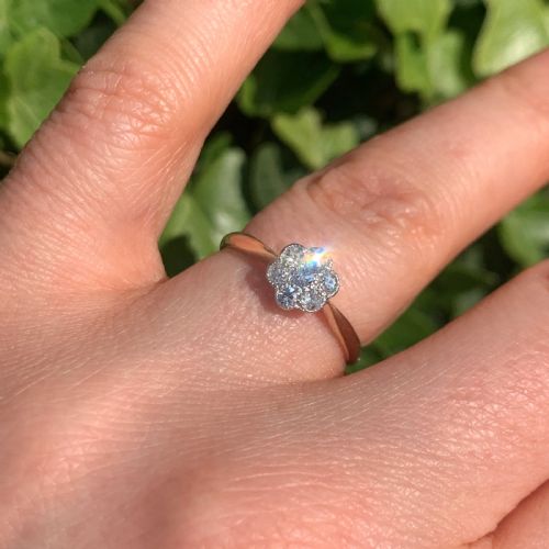 fig 1. 18CT Gold Diamond Daisy Cluster Engagement Ring