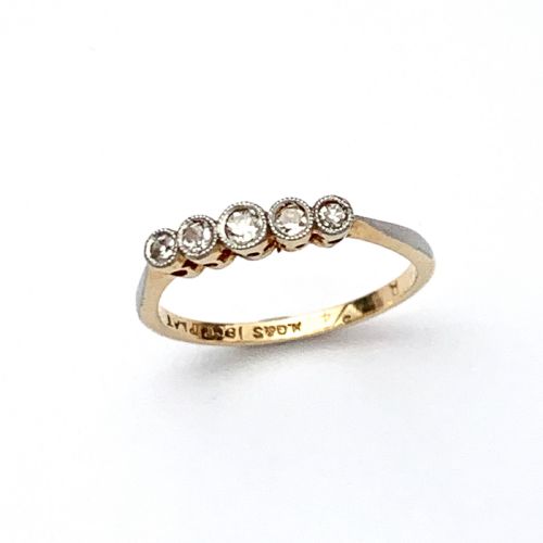 Art Deco Five-stone Diamond 18ct Gold Platinum Engagement Ring