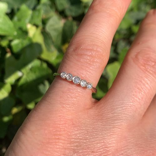 fig 1. Art Deco Five-Stone Diamond 18CT Gold Platinum Engagement Ring