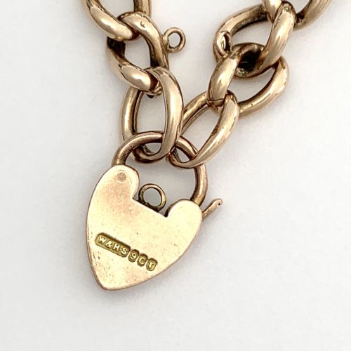 fig 2. Antique 9CT Rose Gold Padlock Curb Chain Bracelet