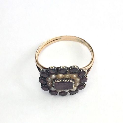 fig 2. Georgian Garnet and Seed Pearl 9CT Rose Gold Ring