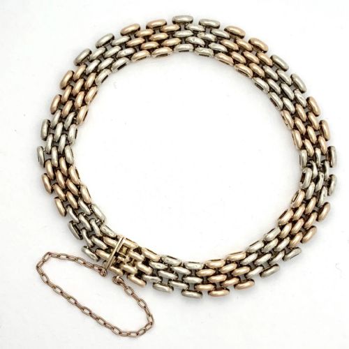 Vintage 9ct Tricolour Gold Panther Link Bracelet