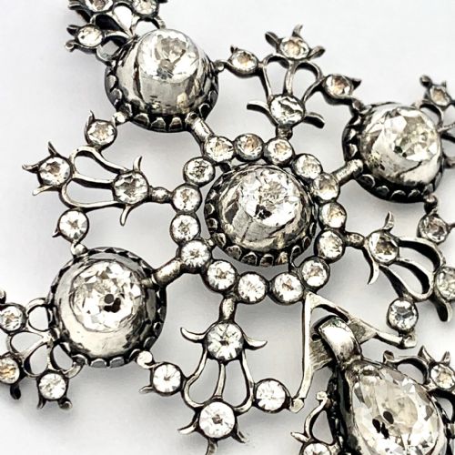 fig 2. Large Georgian Silver Croix de St Lô Black Dot Paste Cross Pendant
