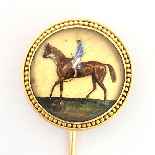 Victorian 18ct Gold Essex Crystal Horse Stick Pin
