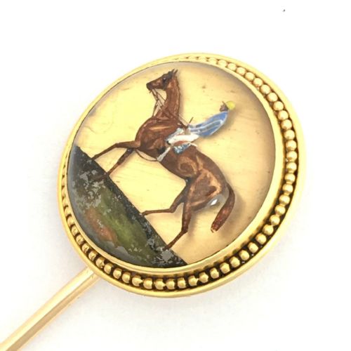 fig 1. Victorian 18CT Gold Essex Crystal Horse Stick Pin
