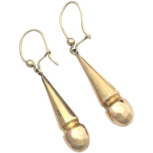 Reserved • Victorian 9ct Gold Torpedo Drop Earrings