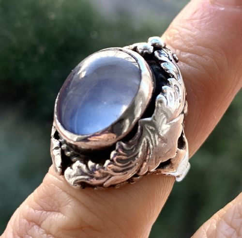 Edwardian Arts and Crafts Silver Quartz "Star Sapphire" Ring by Zoltan White