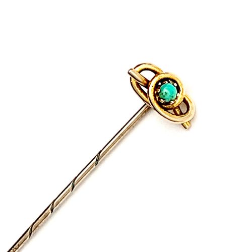 Small Victorian 15ct Gold Turquoise Knot Stick Pin