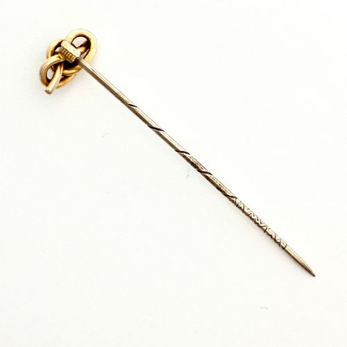 fig 1. Small Victorian 15CT Gold Turquoise Knot Stick Pin