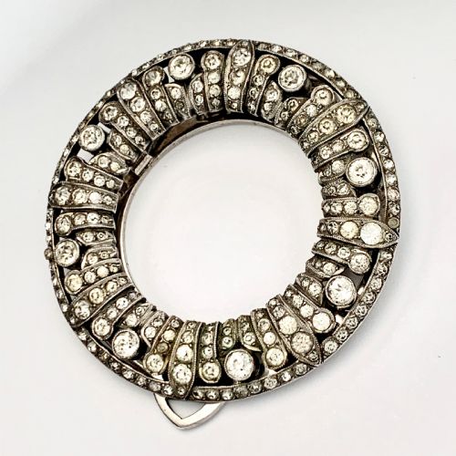 fig 1. Large Art Deco Silver Paste Circle Dress Clip